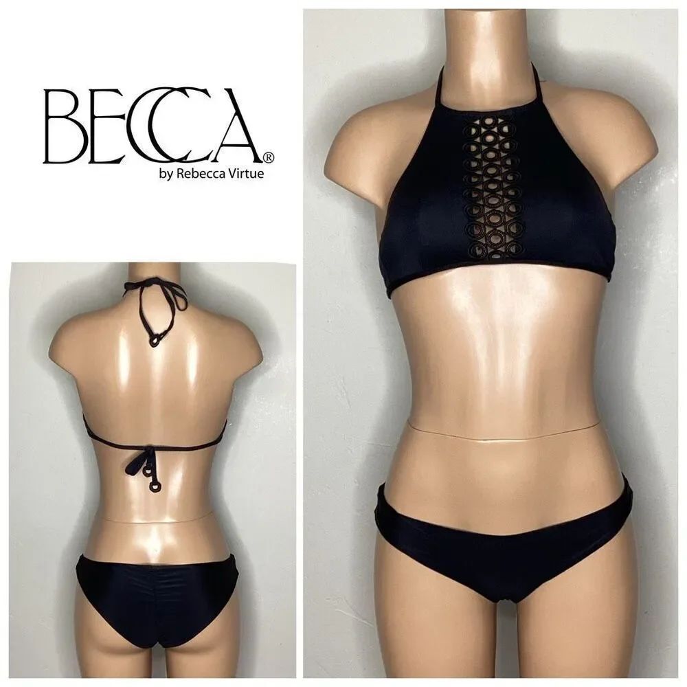 New. Becca black halter bikini. Small. Retails $129